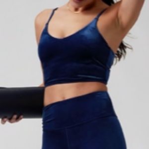 Athleta Elation blue velvet long-line tank Medium